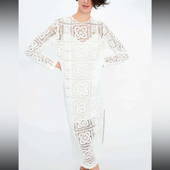 Zara Dresses & Skirts - Zara boho crochet knit midi dress blogger favorite